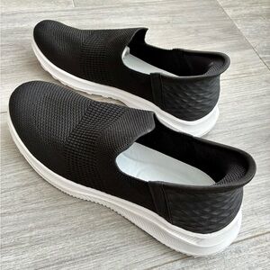 Black Knit Mesh Slip-on Sneakers